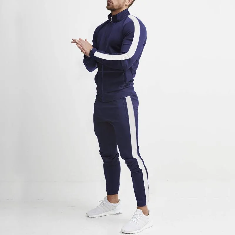 Men's Classic Casual Colorblock Slim Fit Stand Collar Zipper Sports Sweatshirt Loose Sweatpants Set 32460867K sold by Manly product image thumbnail 3