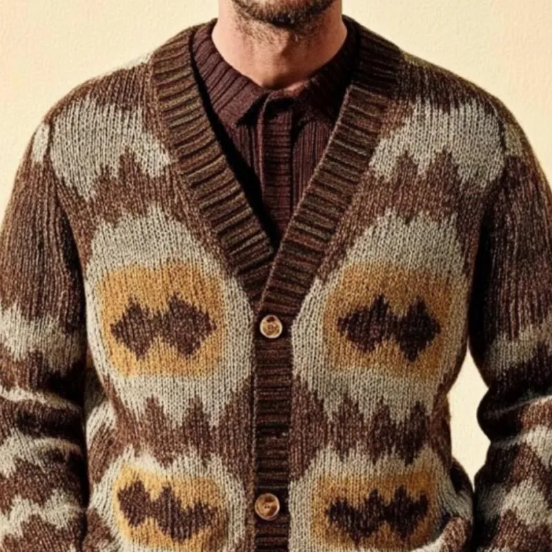 Men's Retro Classic Casual Pattern Button Comfortable V-Neck Cardigan 43163831K sold by Manly product image thumbnail 3