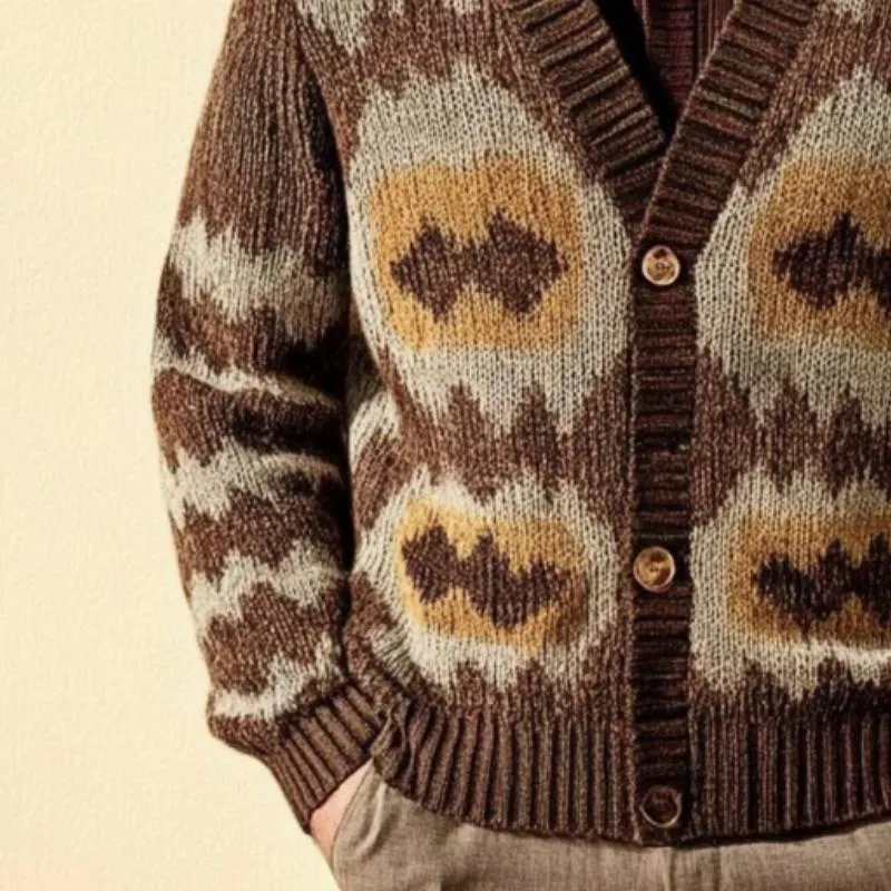 Men's Retro Classic Casual Pattern Button Comfortable V-Neck Cardigan 43163831K sold by Manly product image thumbnail 4