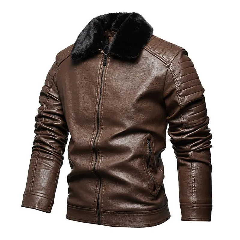 Men's Motorcycle Lapel Velvet Leather Jacket 06861348X sold by Manly product image thumbnail 5