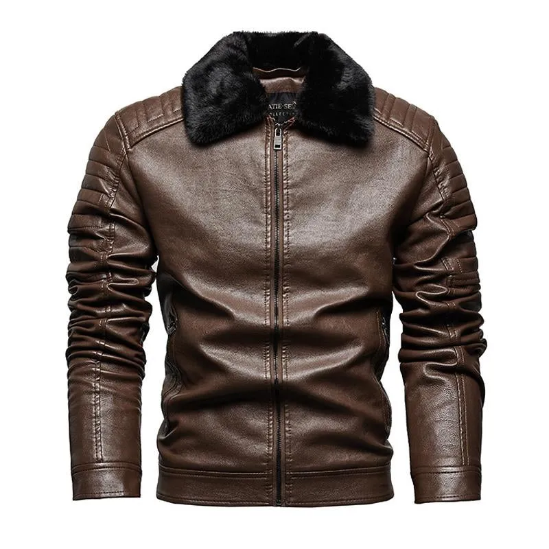 Men's Motorcycle Lapel Velvet Leather Jacket 06861348X sold by Manly product image thumbnail 2