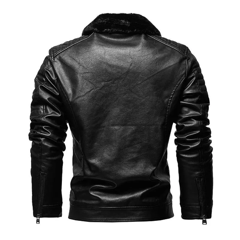 Men's Motorcycle Lapel Velvet Leather Jacket 06861348X sold by Manly product image thumbnail 4