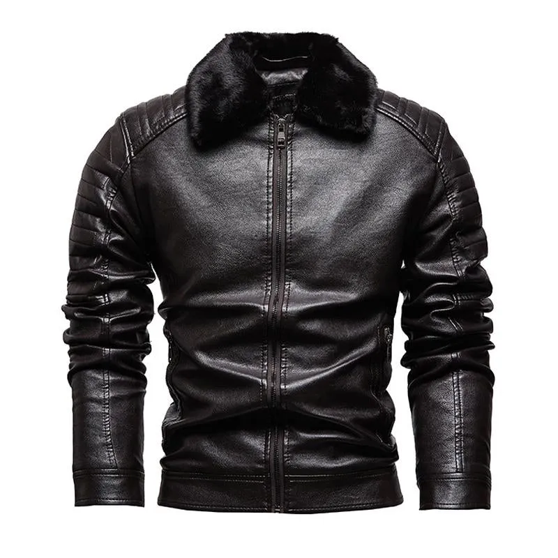 Men's Motorcycle Lapel Velvet Leather Jacket 06861348X sold by Manly product image thumbnail 3