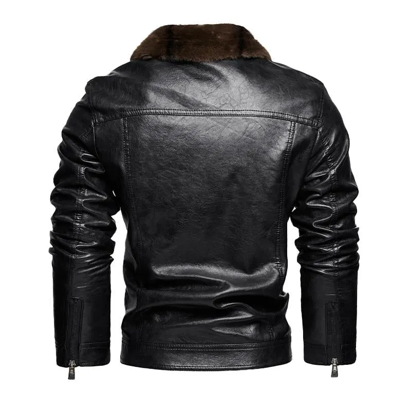 Men's Motorcycle Suit Modern Tough Guy Plus Velvet Leather Jacket 25328893X sold by Manly product image thumbnail 4