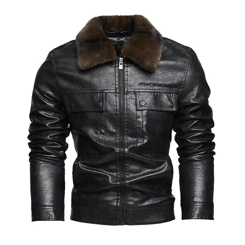 Men's Motorcycle Suit Modern Tough Guy Plus Velvet Leather Jacket 25328893X sold by Manly