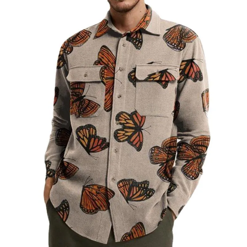 Men's Casual Lapel Printed Slim-Fit Long-Sleeved Woolen Shirt 06173127M sold by Manly