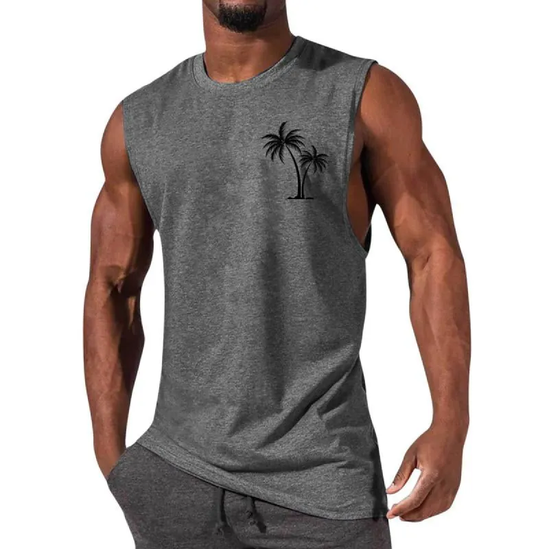 Men's Casual Sports Printed Round Neck Tank Top 12305907X sold by Manly