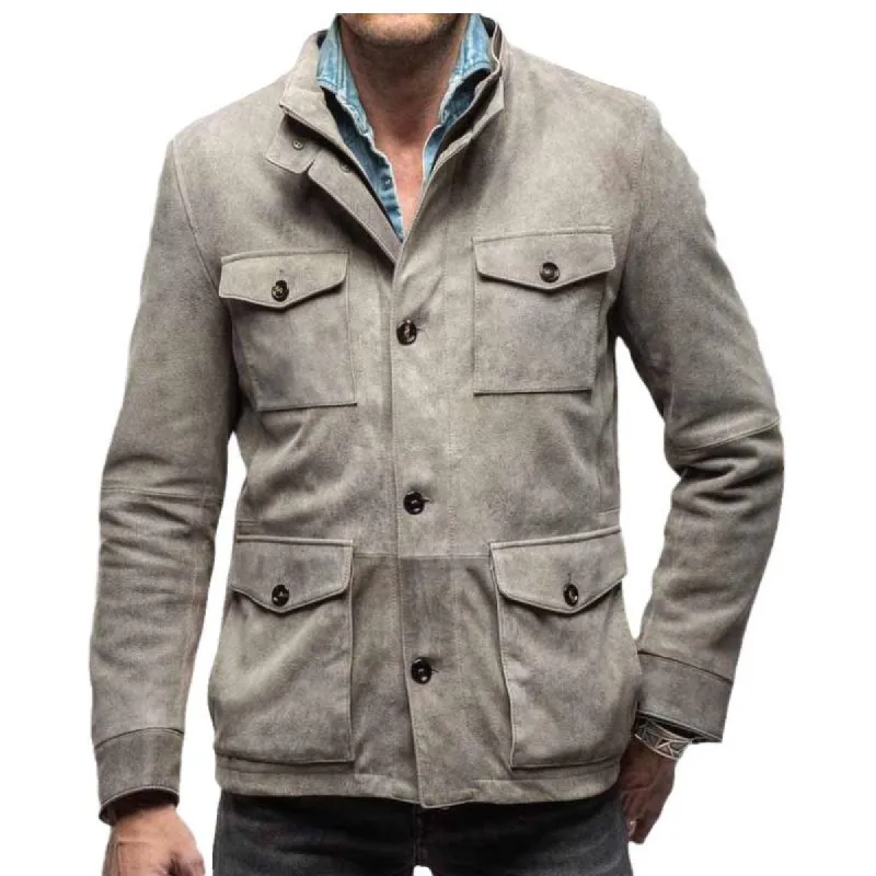 Men's Multi-Pocket Long Sleeve Lapel Casual Jacket 87740766F sold by Manly