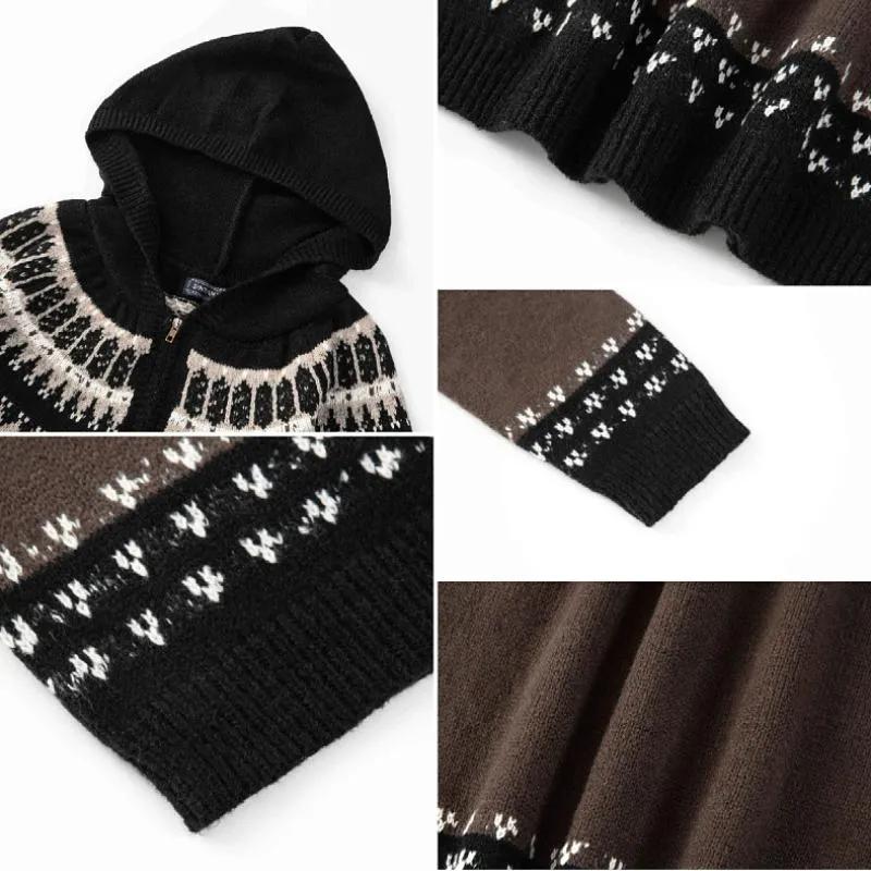 Men's Casual Jacquard Hooded Zip-up Cardigan 65846167F sold by Manly product image thumbnail 4