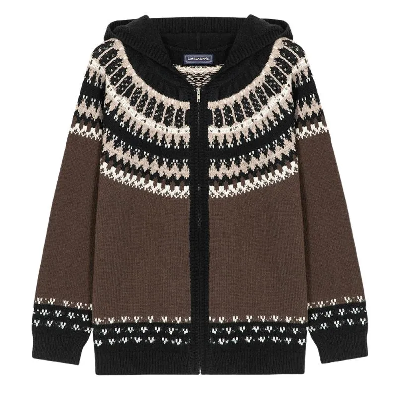 Men's Casual Jacquard Hooded Zip-up Cardigan 65846167F sold by Manly product image thumbnail 2