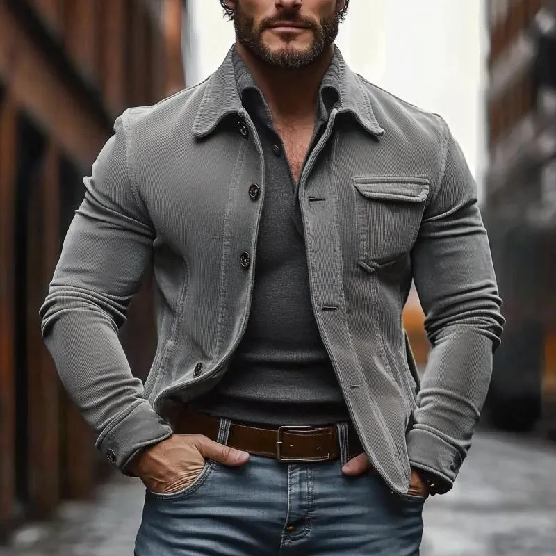 Men's Vintage Corduroy Lapel Single Breasted Slim Fit Jacket 52839219M sold by Manly product image thumbnail 2