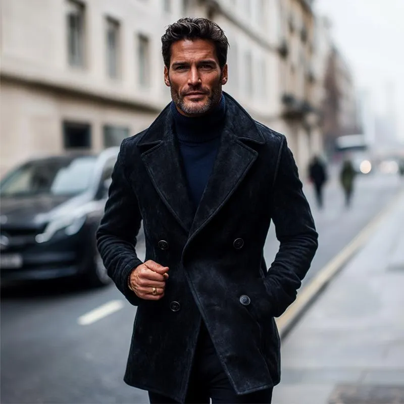 Men's Fashion Solid Notch Lapel Double Breasted Casual Coat 31027288Z sold by Manly product image thumbnail 2