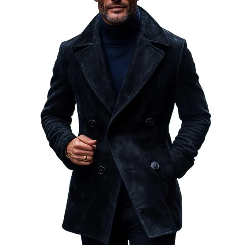 Men's Fashion Solid Notch Lapel Double Breasted Casual Coat 31027288Z sold by Manly