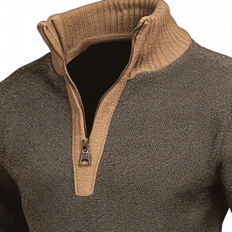 Men's Colorblock Knitted Stand Collar Pullover Sweater 52110443X sold by Manly product image thumbnail 2