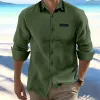 Men's Cotton and Linen Casual Loose Long-sleeved Shirt 18601388X sold by Manly