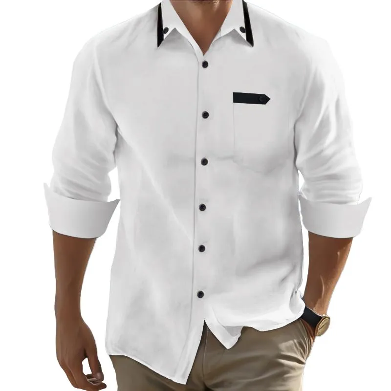 Men's Cotton and Linen Casual Loose Long-sleeved Shirt 18601388X sold by Manly