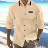 Men's Cotton and Linen Casual Loose Long-sleeved Shirt 18601388X sold by Manly