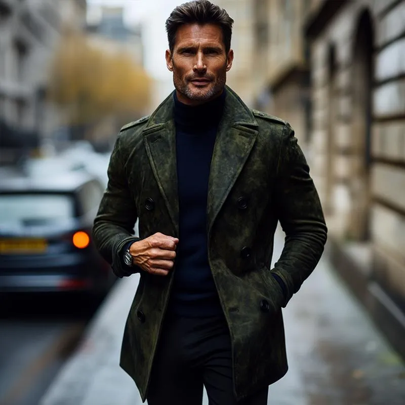 Men's Fashion Suede Lapel Double Breasted Casual Coat 97278979Z sold by Manly product image thumbnail 2