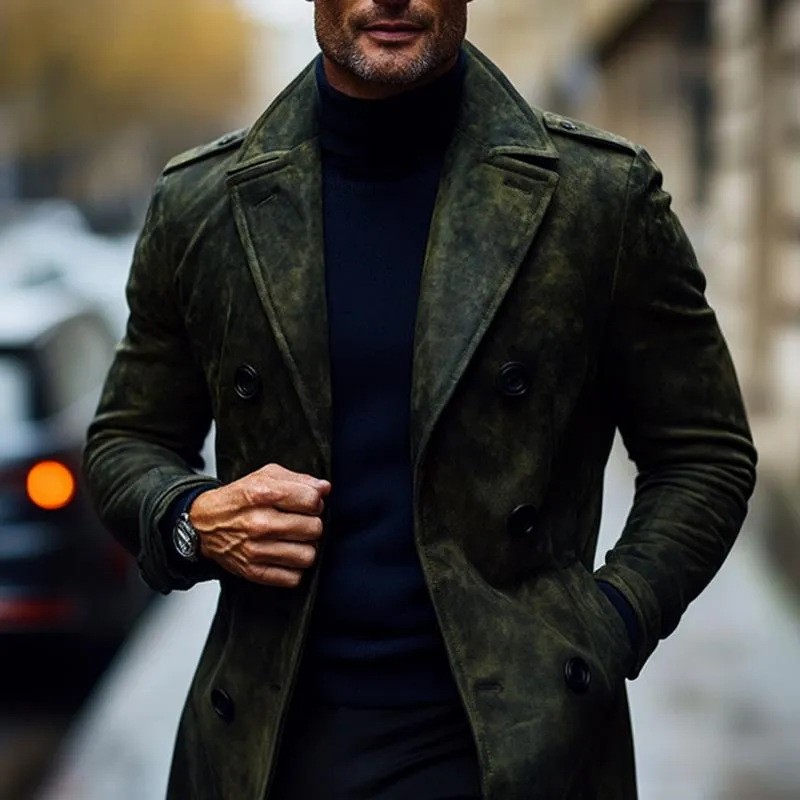 Men's Fashion Suede Lapel Double Breasted Casual Coat 97278979Z sold by Manly product image thumbnail 4