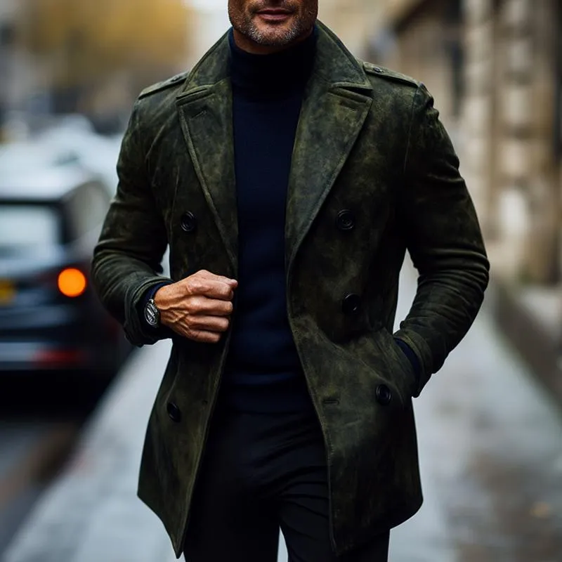 Men's Fashion Suede Lapel Double Breasted Casual Coat 97278979Z sold by Manly product image thumbnail 3