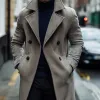 Men's Fashion Solid Lapel Double Breasted Long Coat 35450412Z sold by Manly