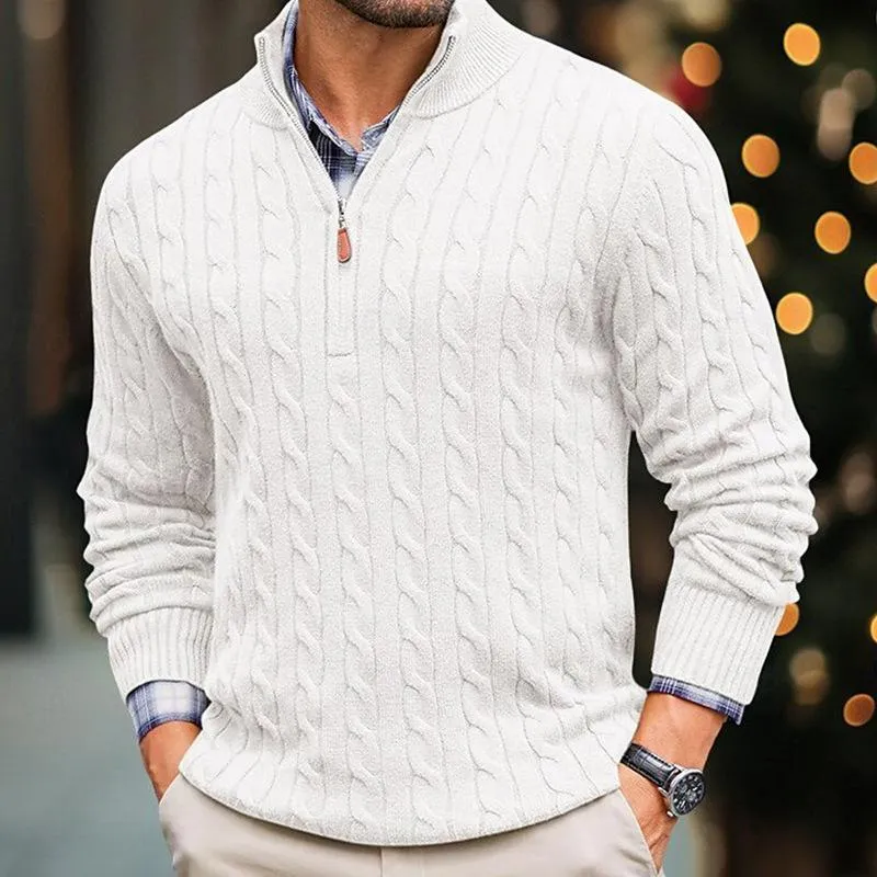 Men's Solid Cable Knit Half High Collar Long Sleeve Sweater 54249239Z sold by Manly product image thumbnail 3