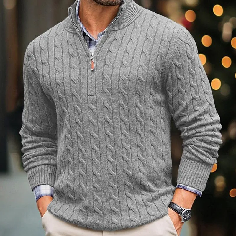 Men's Solid Cable Knit Half High Collar Long Sleeve Sweater 54249239Z sold by Manly product image thumbnail 2