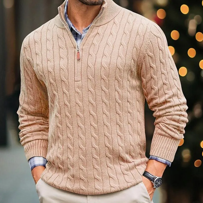 Men's Solid Cable Knit Half High Collar Long Sleeve Sweater 54249239Z sold by Manly product image thumbnail 5