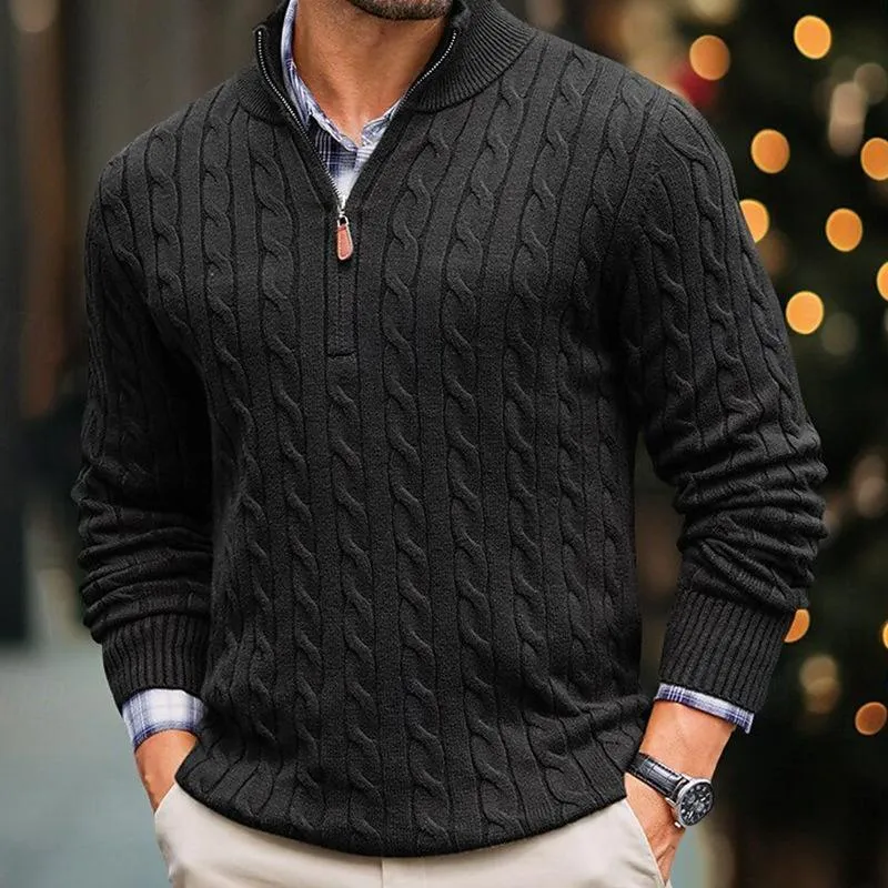 Men's Solid Cable Knit Half High Collar Long Sleeve Sweater 54249239Z sold by Manly product image thumbnail 4