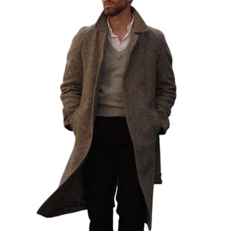 Men's Classic Vintage Casual Raglan Sleeve Belted Wool Coat 71876857K sold by Manly