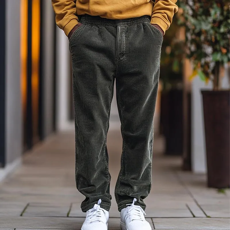 Men's Retro Classic Casual Simple Elastic Waist Corduroy Pants 47333144K sold by Manly product image thumbnail 2