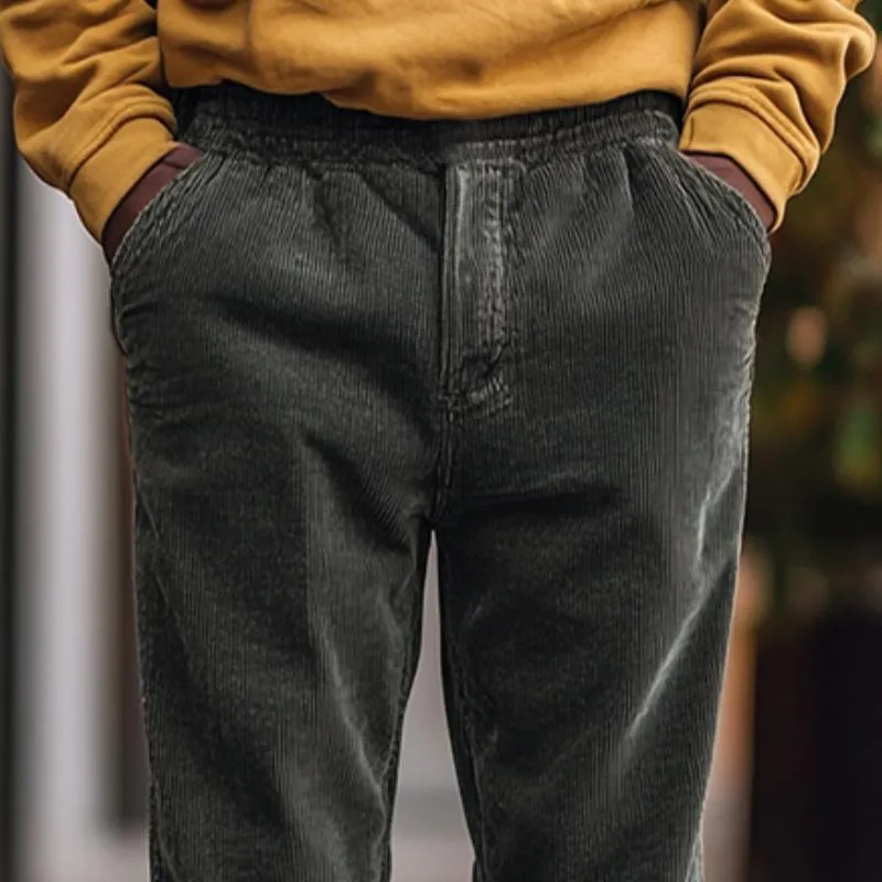 Men's Retro Classic Casual Simple Elastic Waist Corduroy Pants 47333144K sold by Manly product image thumbnail 3