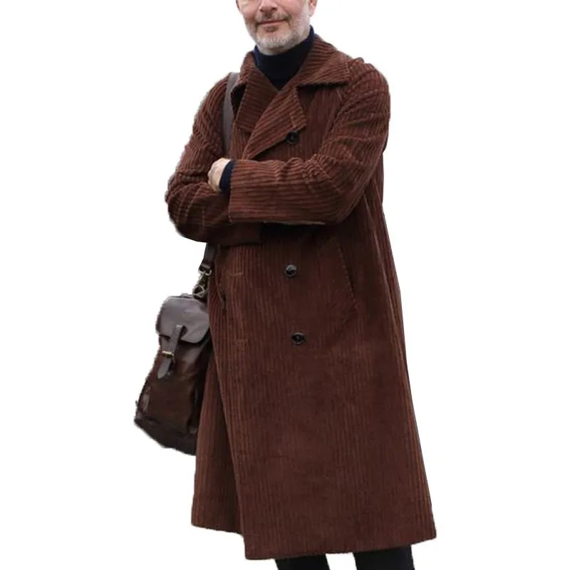 Men's Classic Retro Casual Double-breasted Knee-length Corduroy Coat 05336721K sold by Manly product image thumbnail 2