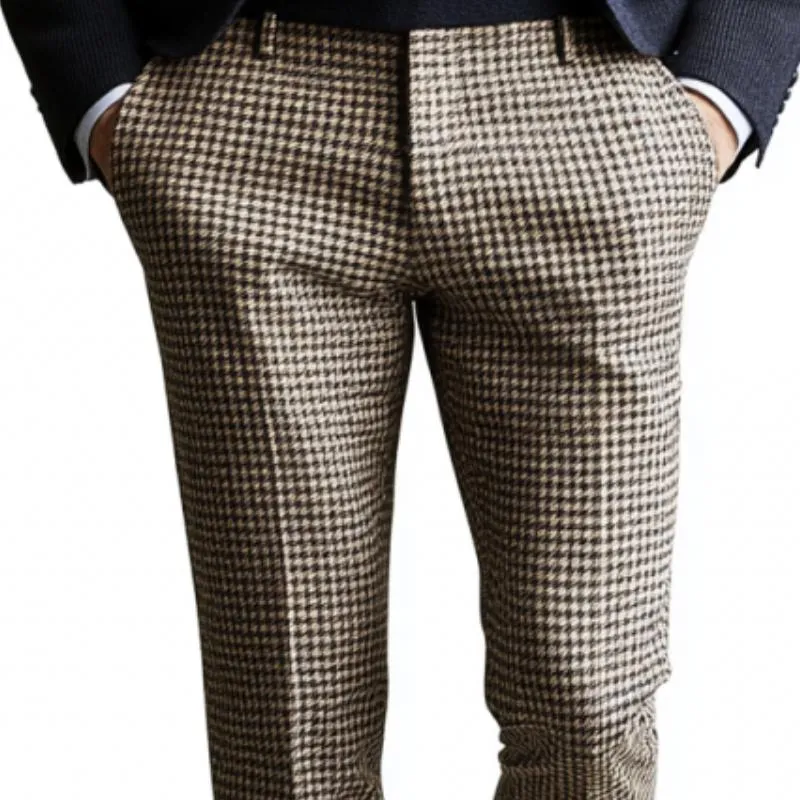 Men's Retro Classic Casual Fashion Slim Fit Houndstooth Suit Pants 82382260K sold by Manly product image thumbnail 2