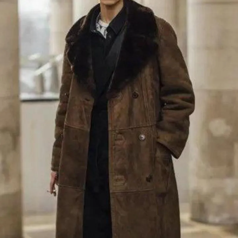 Men's Classic Retro Casual Quilted Fur Collar Suede Long Coat 78614424K sold by Manly product image thumbnail 3