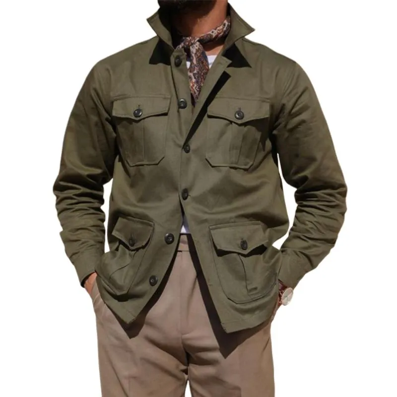 Men's Army Green Multi-Pocket Button Jacket 70904122U sold by Manly