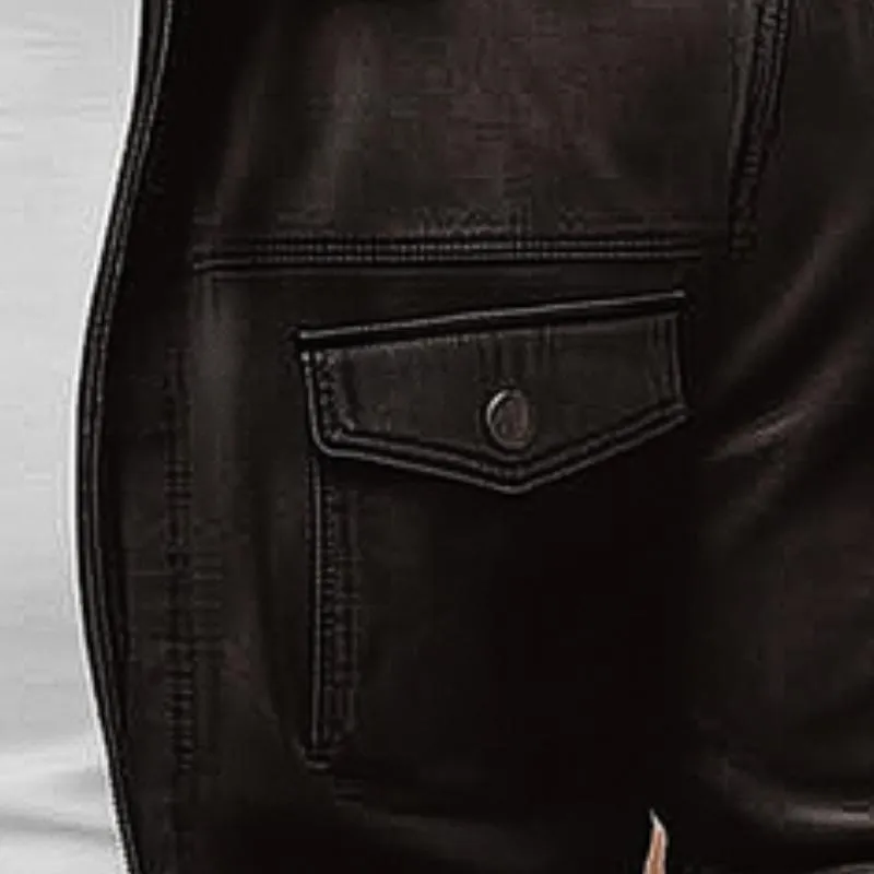 Men's Vintage Leather Lapel Zipper Multi-Pocket Slim Fit Jacket 17122579M sold by Manly product image thumbnail 3