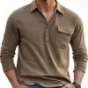 Men's Casual Cotton Blend Lapel Loose Long Sleeve Polo Shirt 04595136M sold by Manly