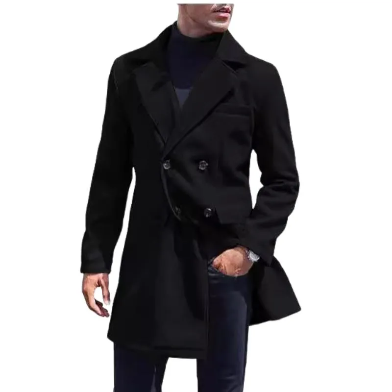 Men's Casual Mid-length Double-breasted Woolen Coat 49495267F sold by Manly