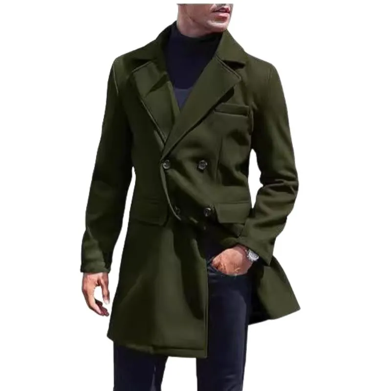 Men's Casual Mid-length Double-breasted Woolen Coat 49495267F sold by Manly product image thumbnail 3