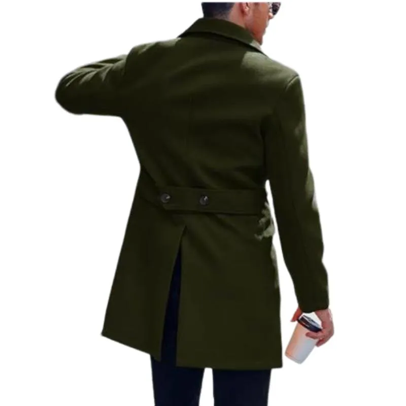 Men's Casual Mid-length Double-breasted Woolen Coat 49495267F sold by Manly product image thumbnail 5