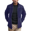 Men's Casual Polar Fleece Colorblock Stand Collar Jacket 22312145F sold by Manly