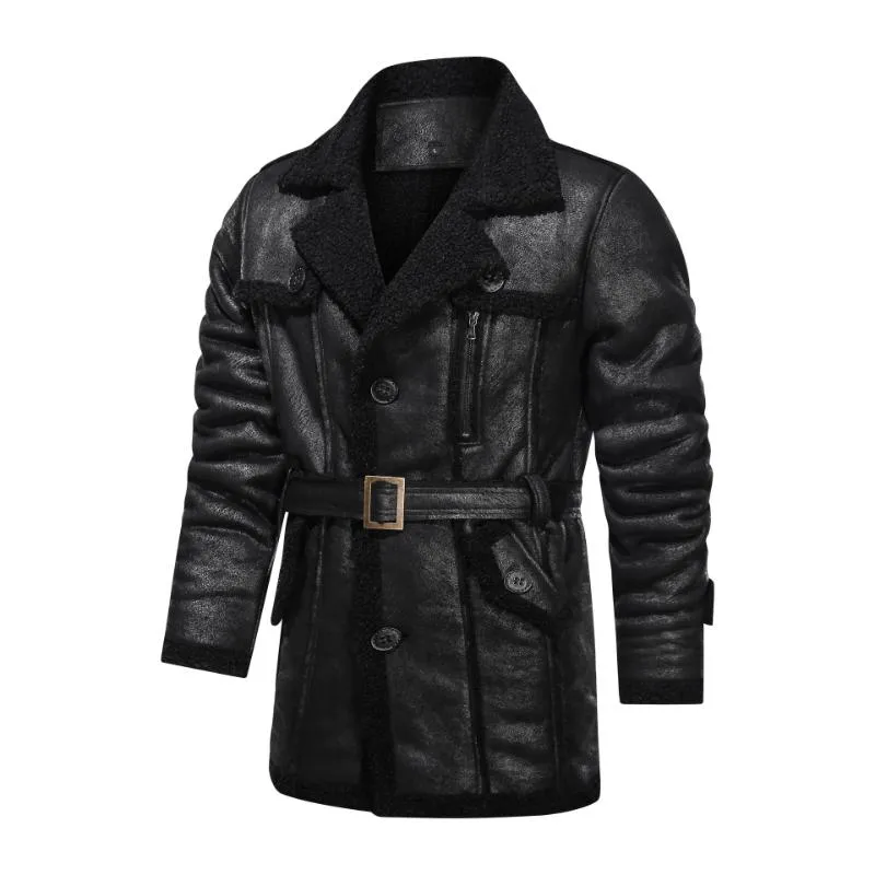 Men's Retro Casual Mid-Length Lapel Fur Jacket 27815853F sold by Manly product image thumbnail 4