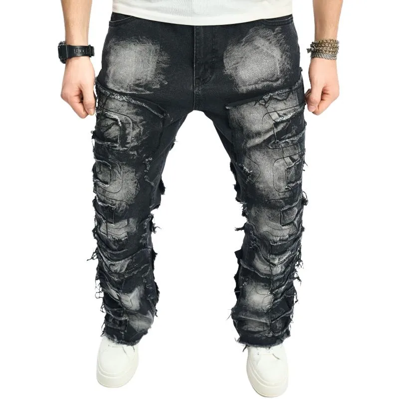 Men's Vintage Distressed Patchwork Raw Edge Jeans 6783467Z sold by Manly