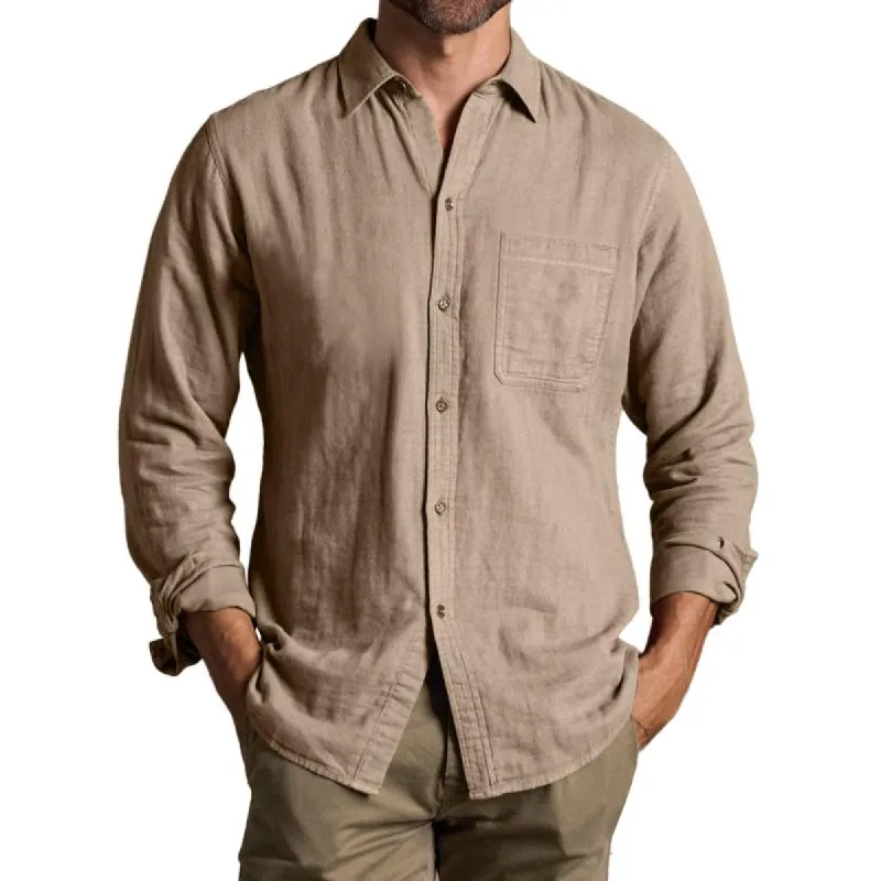 Men's Casual Solid Color Chest Pocket Long Sleeve Shirt 71887713Y sold by Manly