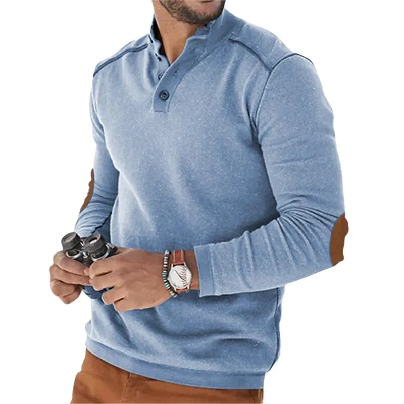 Men's Casual Colorblock Print Button Collar Long Sleeve Sweatshirt 98836321Y sold by Manly