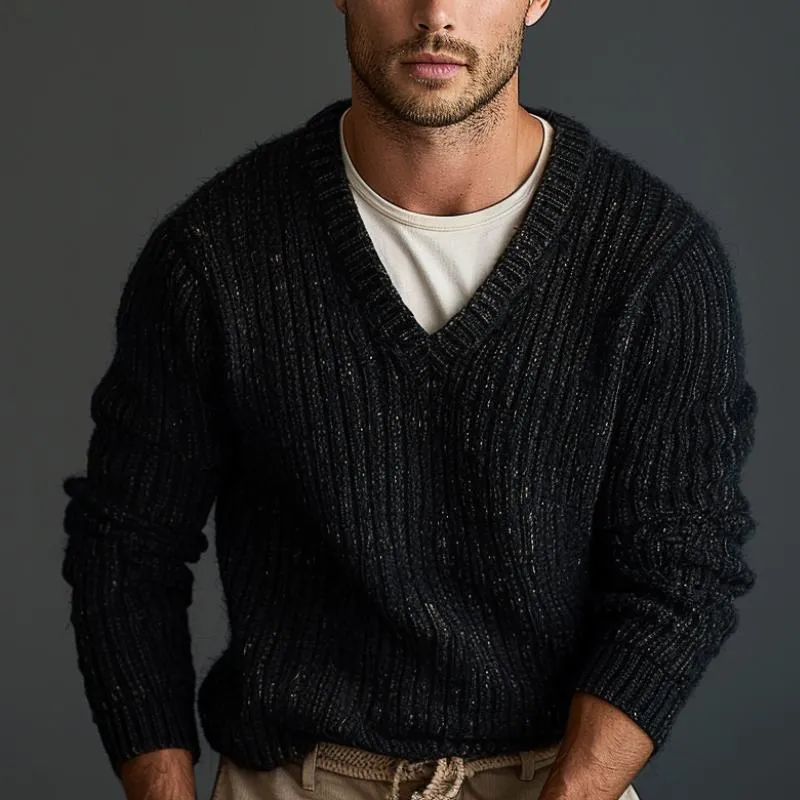 Men's Casual Warm V-Neck Pullover Knitted Sweater 08406440F sold by Manly product image thumbnail 2