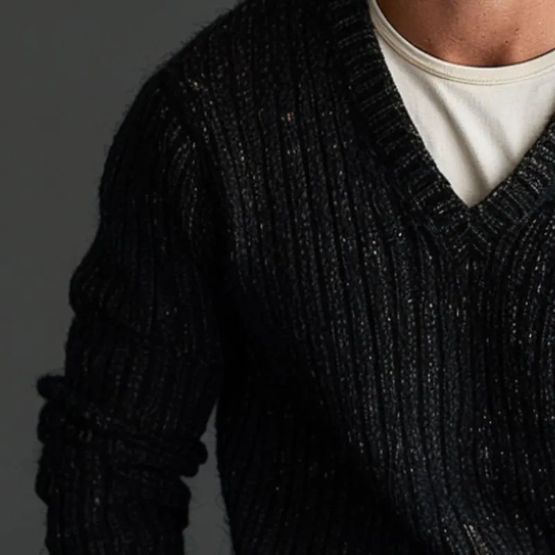 Men's Casual Warm V-Neck Pullover Knitted Sweater 08406440F sold by Manly product image thumbnail 3