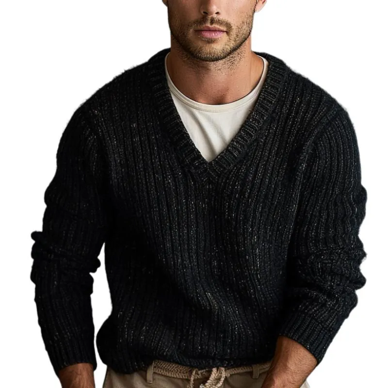 Men's Casual Warm V-Neck Pullover Knitted Sweater 08406440F sold by Manly