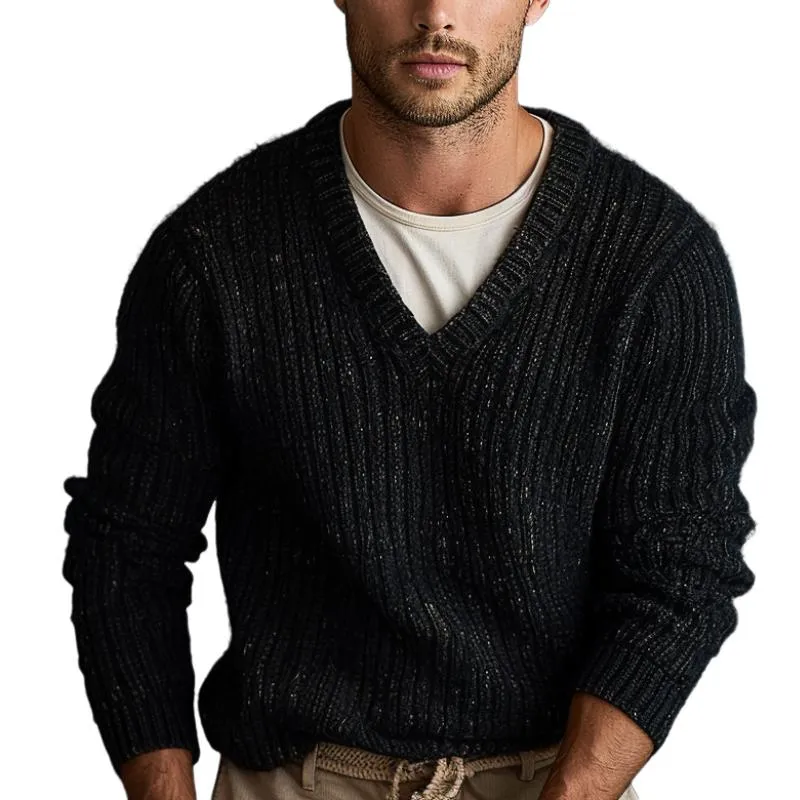 Men's Casual Warm V-Neck Pullover Knitted Sweater 08406440F sold by Manly